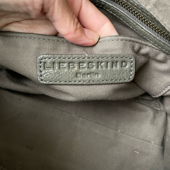 Liebeskind Berlin Grey Green Leather Tote Bag Satchel Purse with Shoulder Strap - Picture 10 of 16